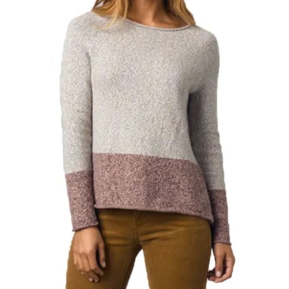 Prana womens Astrid sweater grey and pink side zip detail size Large